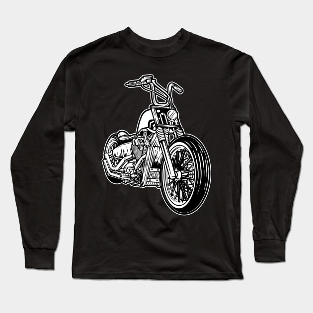 bobber style motorcycle Long Sleeve T-Shirt by noorshine